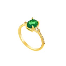 επίχρυσο ασημένιο δαχτυλίδι πράσινο ζιργκόν D21100133