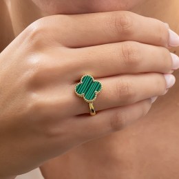 επίχρυσο ασημένιο δαχτυλίδι πράσινος σταυρός D21100135(b)
