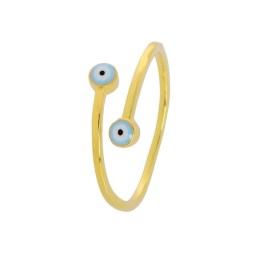 επίχρυσο ασημένιο γυναικείο δαχτυλίδι διπλό μάτι D21100011