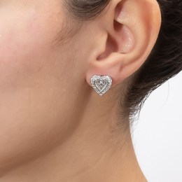 γυναικεία ασημένια καρφωτά σκουλαρίκια καρδιά SK21200325(c)