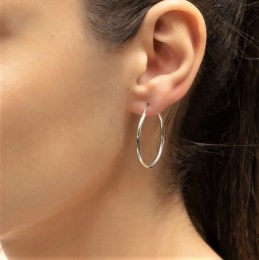 γυναικεία ασημένια σκουλαρίκια κρίκοι μεσαίοι SK21200218(b)