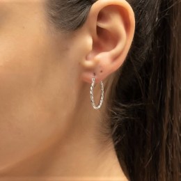 γυναικεία ασημένια σκουλαρίκια κρίκοι μεσαίοι SK21200235(b)