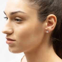 γυναικεία ασημένια σκουλαρίκια μονόπετρα SK21200222(a)