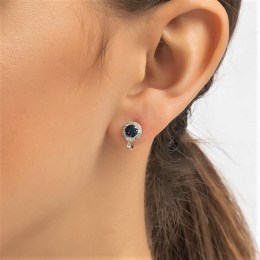 γυναικεία ασημένια σκουλαρίκια μπλε πέτρα SK21200260(b)