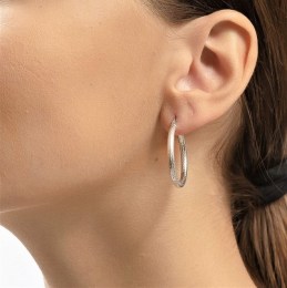 γυναικεία λευκόχρυσα σκουλαρίκια κρίκοι ζαγρέ SK11200520(b)