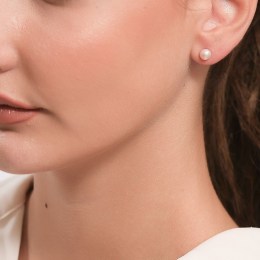 γυναικεία λευκόχρυσα σκουλαρίκια μαργαριτάρι SK11200501(a)