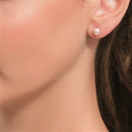 γυναικεία λευκόχρυσα σκουλαρίκια μαργαριτάρι SK11200501(b)