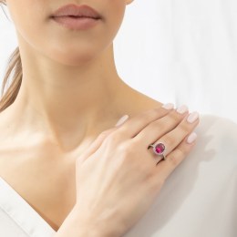 γυναικείο ασημένιο δαχτυλίδι κόκκινη ροζέτα D21200197(a)