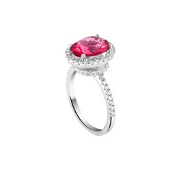 γυναικείο ασημένιο δαχτυλίδι κόκκινη ροζέτα D21200197