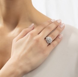 γυναικείο ασημένιο δαχτυλίδι λευκά ζιργκόν D21200180(b)