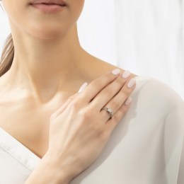 γυναικείο ασημένιο δαχτυλίδι λευκά ζιργκόν D21200202(a)