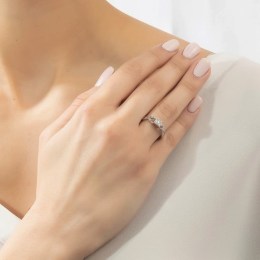 γυναικείο ασημένιο δαχτυλίδι λευκά ζιργκόν D21200202(b)