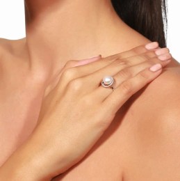 γυναικείο ασημένιο δαχτυλίδι μαργαριτάρι D21200108(b)