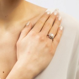 γυναικείο ασημένιο δαχτυλίδι μαργαριτάρι D21200124(b)