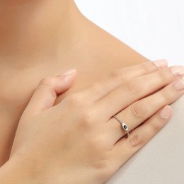 γυναικείο ασημένιο δαχτυλίδι ματάκι μαύρο D21200014(b)
