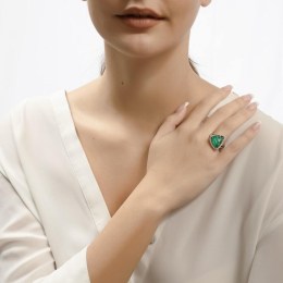 γυναικείο ασημένιο δαχτυλίδι πράσινο ζιργκόν D21200241(a)
