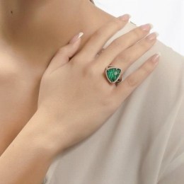 γυναικείο ασημένιο δαχτυλίδι πράσινο ζιργκόν D21200241(b)
