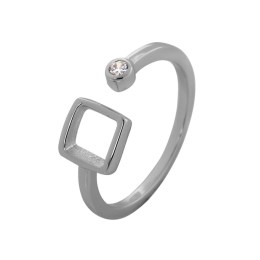 γυναικείο ασημένιο δαχτυλίδι τετράγωνο ζιργκόν D21200006
