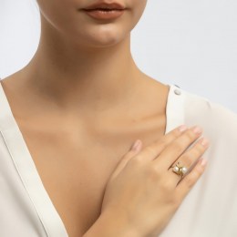 Γυναικείο δαχτυλίδι κίτρινο χρυσό φύλλα D11100786(a)