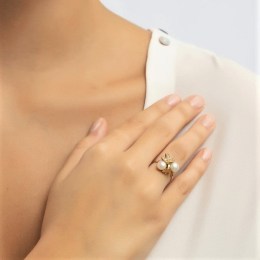 Γυναικείο δαχτυλίδι κίτρινο χρυσό φύλλα D11100786(b)