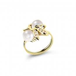 Γυναικείο δαχτυλίδι κίτρινο χρυσό φύλλα D11100786