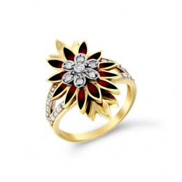 Γυναικείο δαχτυλίδι κίτρινο χρυσό λουλούδι D11100719