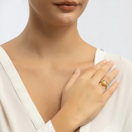 Γυναικείο δαχτυλίδι κίτρινο χρυσό μαργαριτάρι D11100785(a)