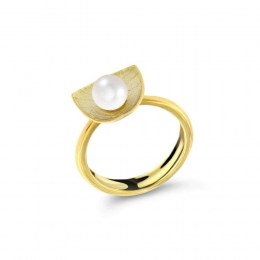 Γυναικείο δαχτυλίδι κίτρινο χρυσό μαργαριτάρι D11100785