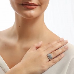Γυναικείο δαχτυλίδι λευκόχρυσο παγιέτες D11200094(a)