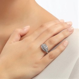 Γυναικείο δαχτυλίδι λευκόχρυσο ζιργκόν D11200028(b)