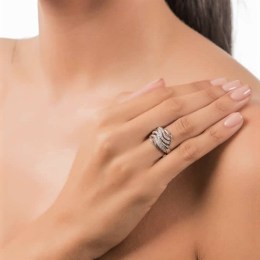 Γυναικείο δαχτυλίδι λευκόχρυσο ζιργκόν D11200048(b)