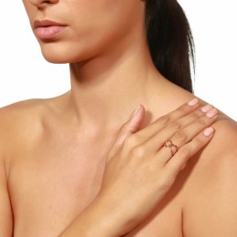 γυναικείο δαχτυλίδι ροζ επίχρυσο ασημένιο αλυσίδα D21300039(a)