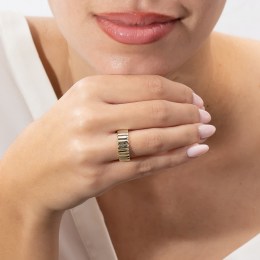 γυναικείο επίχρυσο ασημένιο δαχτυλίδι ραβδώσεις D21100130(a)