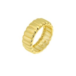 γυναικείο επίχρυσο ασημένιο δαχτυλίδι ραβδώσεις D21100130