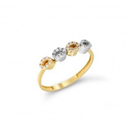 γυναικείο κίτρινο χρυσό δαχτυλίδι κύκλοι D11400318