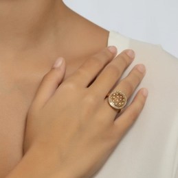 Γυναικείο κίτρινο χρυσό δαχτυλίδι κύκλος D11100669(b)