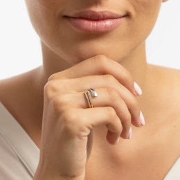 γυναικείο κίτρινο χρυσό δαχτυλίδι λευκόχρυσο D11400887(a)