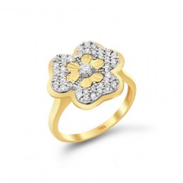 Γυναικείο κίτρινο χρυσό δαχτυλίδι λουλούδι D11100714