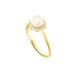 γυναικείο κίτρινο χρυσό δαχτυλίδι μαργαριτάρι D11101032