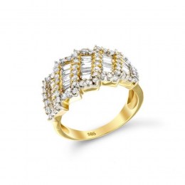 Γυναικείο κίτρινο χρυσό δαχτυλίδι παγιέτες D11100322