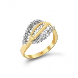 Γυναικείο κίτρινο χρυσό δαχτυλίδι παγιέτες D11100349