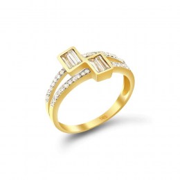Γυναικείο κίτρινο χρυσό δαχτυλίδι παγιέτες D11100666