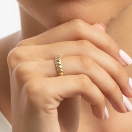 γυναικείο κίτρινο χρυσό δαχτυλίδι πομπέ D11101021(b)