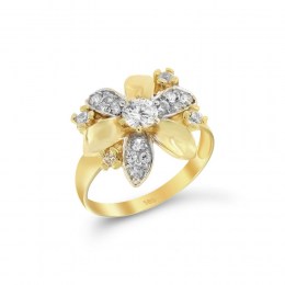 Γυναικείο κίτρινο χρυσό δαχτυλίδι ζιργκόν D11100363