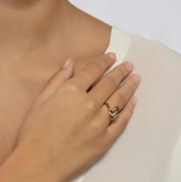 Γυναικείο κίτρινο χρυσό δαχτυλίδι ζιργκόν D11100488(b)