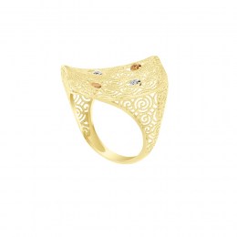 γυναικείο κίτρινο χρυσό δαχτυλίδι ζιργκόν D11400858
