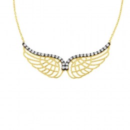 γυναικείο κίτρινο χρυσό κολιέ φτερά αγγέλου KL11100445