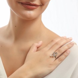 γυναικείο λευκόχρυσο δαχτυλίδι heart to heart D11200016(a)