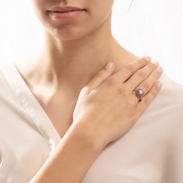 γυναικείο λευκόχρυσο δαχτυλίδι κόκκινα ζιργκόν D11201035(b)