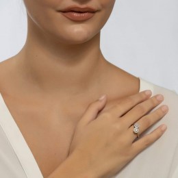 Γυναικείο λευκόχρυσο δαχτυλίδι κύκλοι D11200431(a)